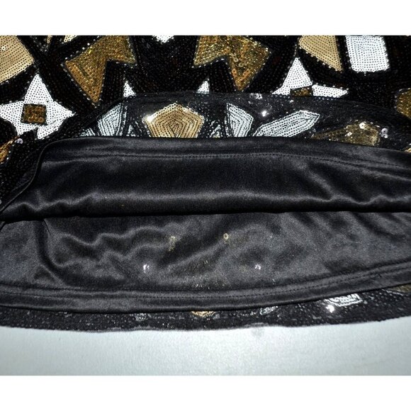 NWT Main Strip Full Sequin Black Gold Geometric Mini Skirt Size L Sexy Night Out - Picture 7 of 11